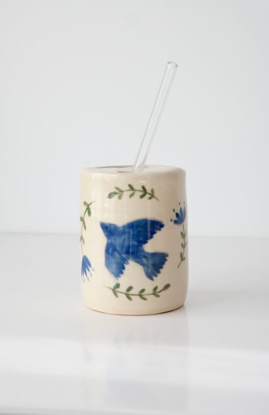 Bluebird Tumbler with Glass Straw