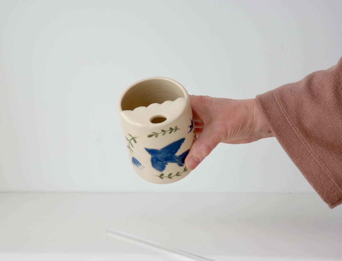 Bluebird Tumbler with Glass Straw