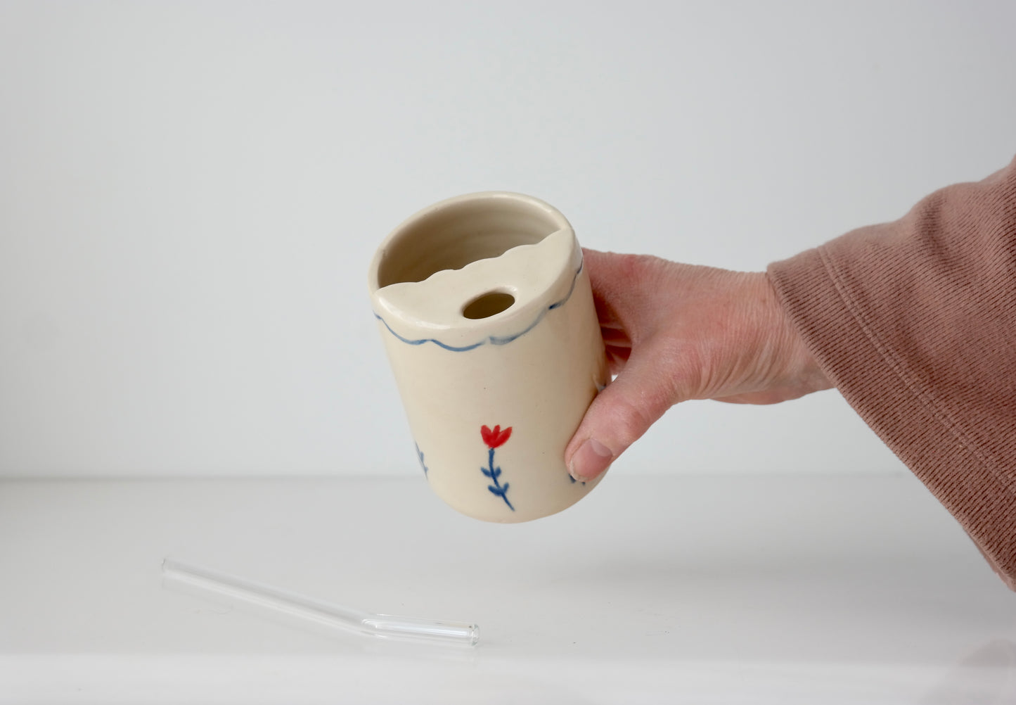 Tulip Tumbler with Glass Straw