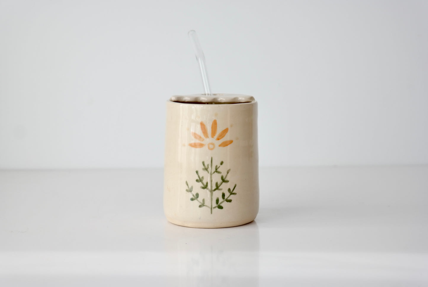 Indigo Folk Tumbler with Glass Straw