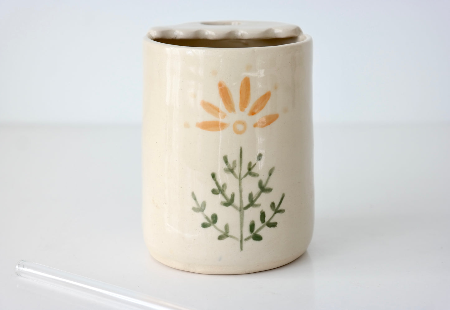 Indigo Folk Tumbler with Glass Straw