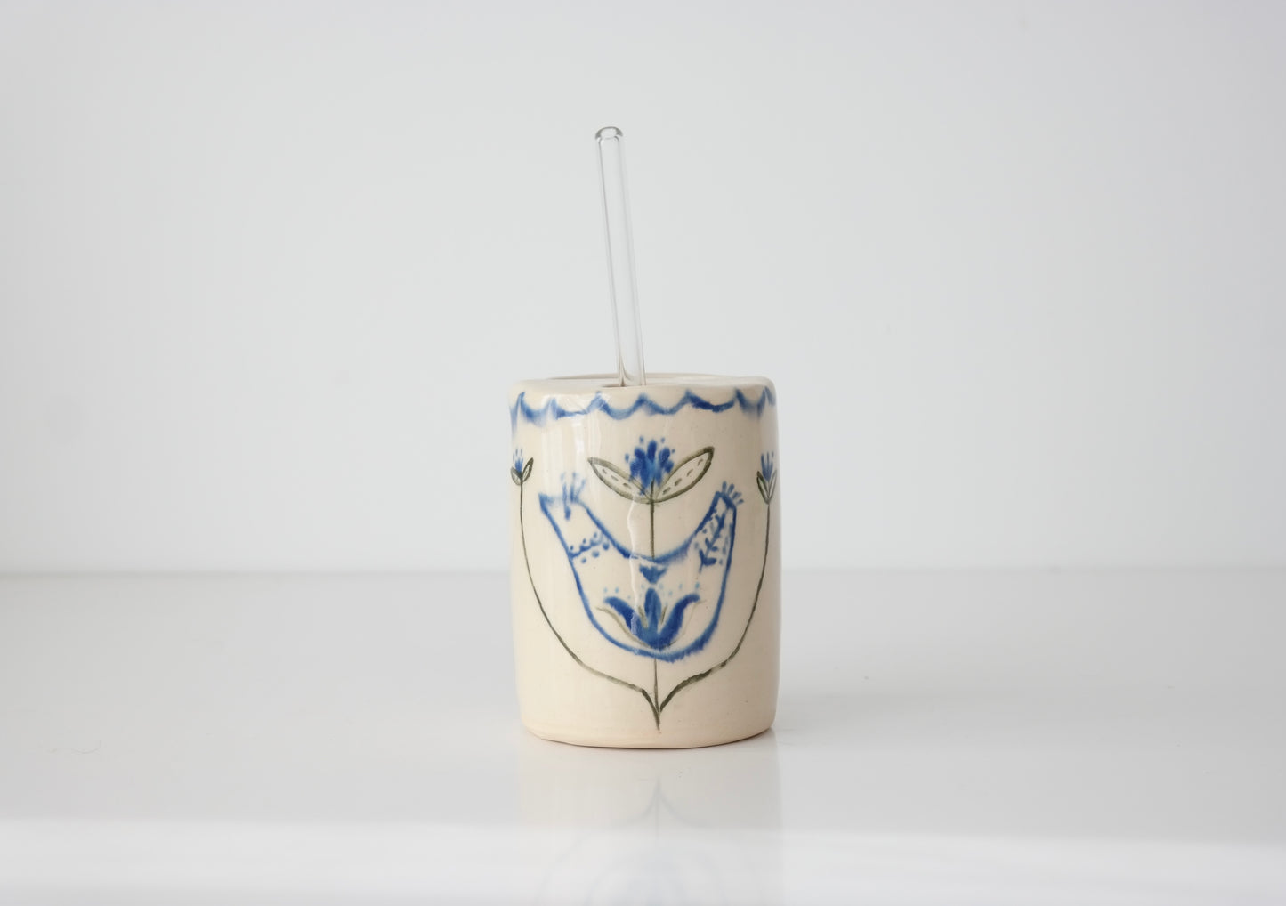 Bluebird & Bloom Tumbler with Glass Straw