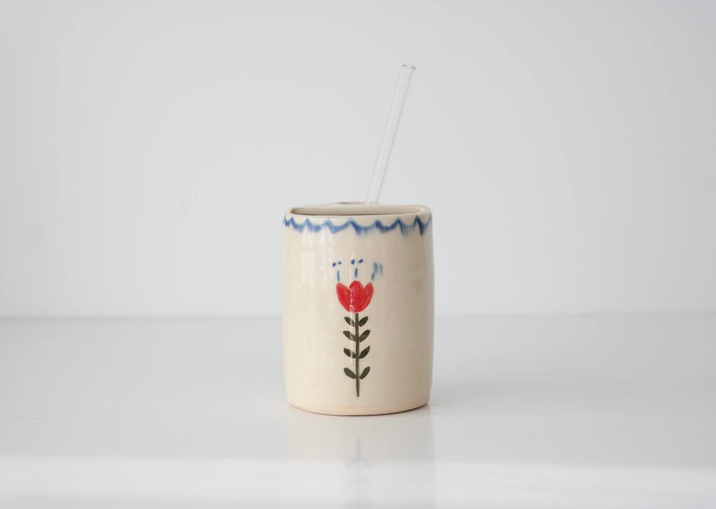 Bluebird & Bloom Tumbler with Glass Straw
