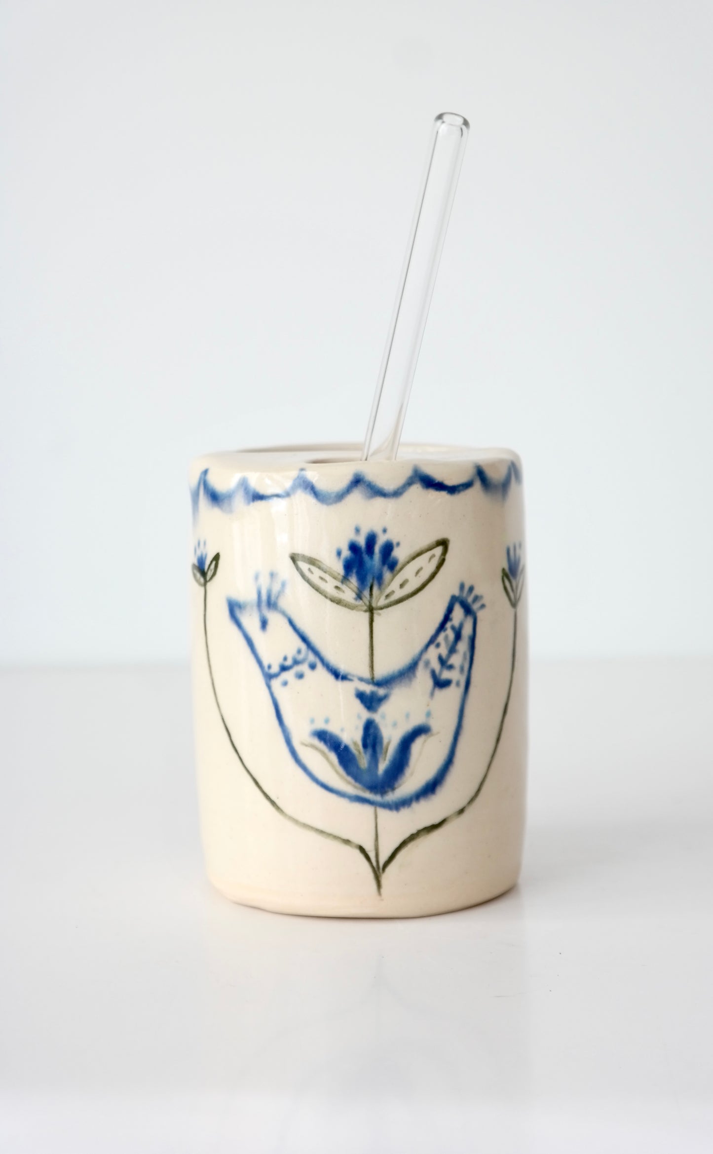 Bluebird & Bloom Tumbler with Glass Straw
