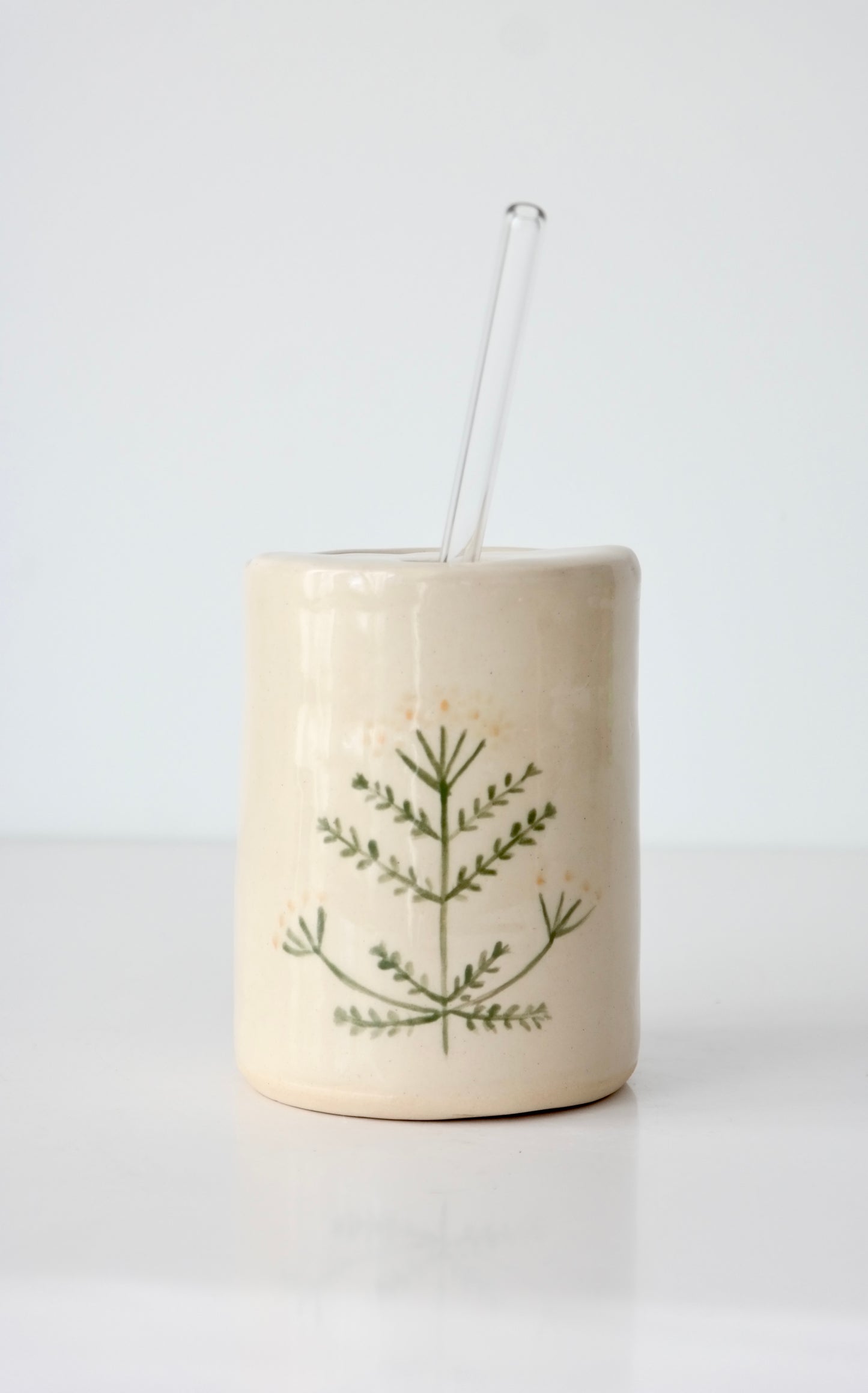 Folk Garden Tumbler with Glass Straw