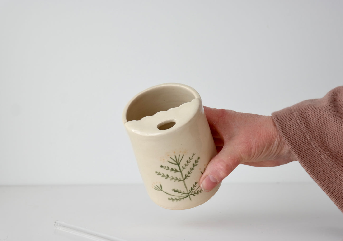 Folk Garden Tumbler with Glass Straw