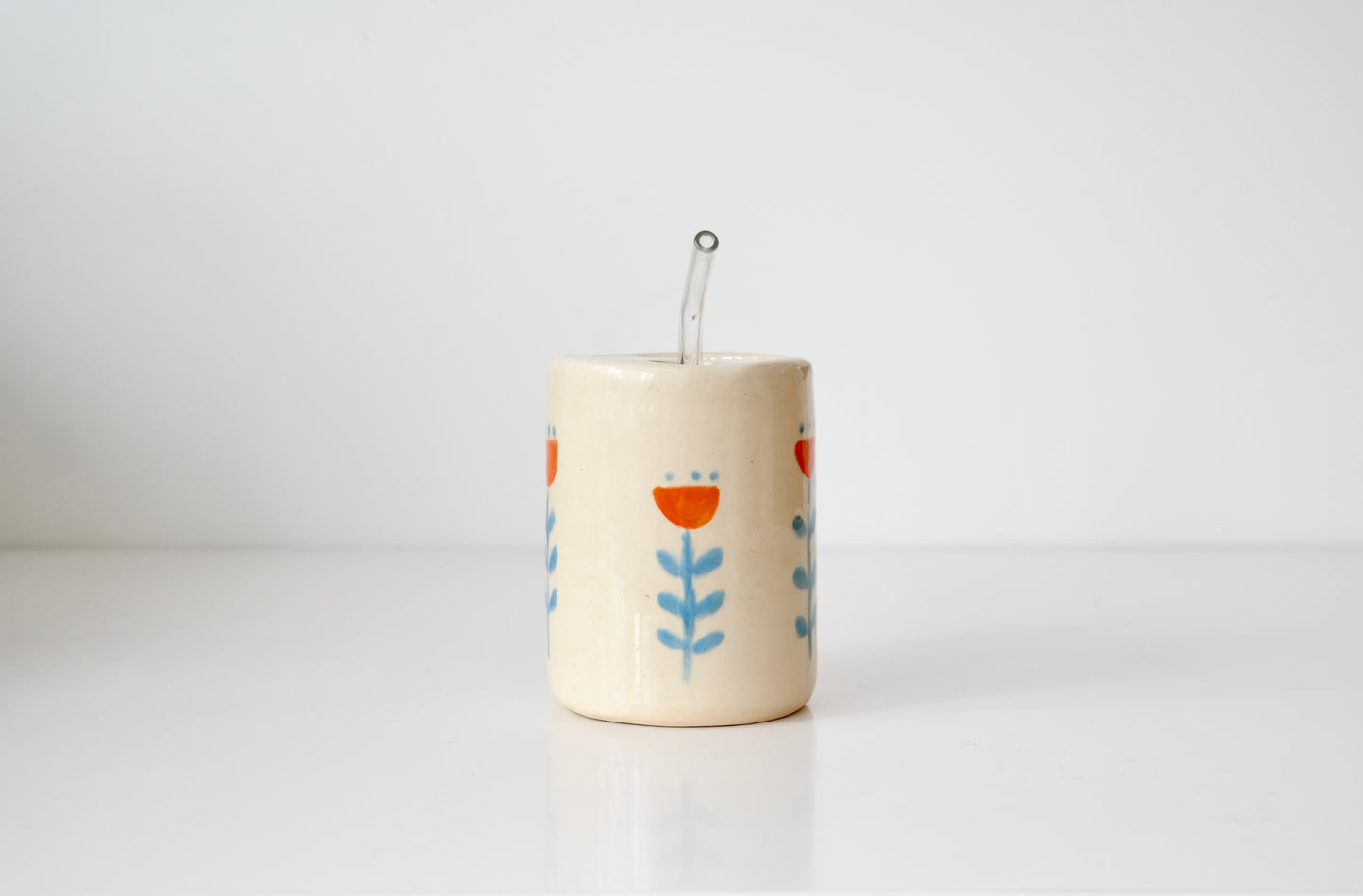 Wildflower Tumbler with Glass Straw