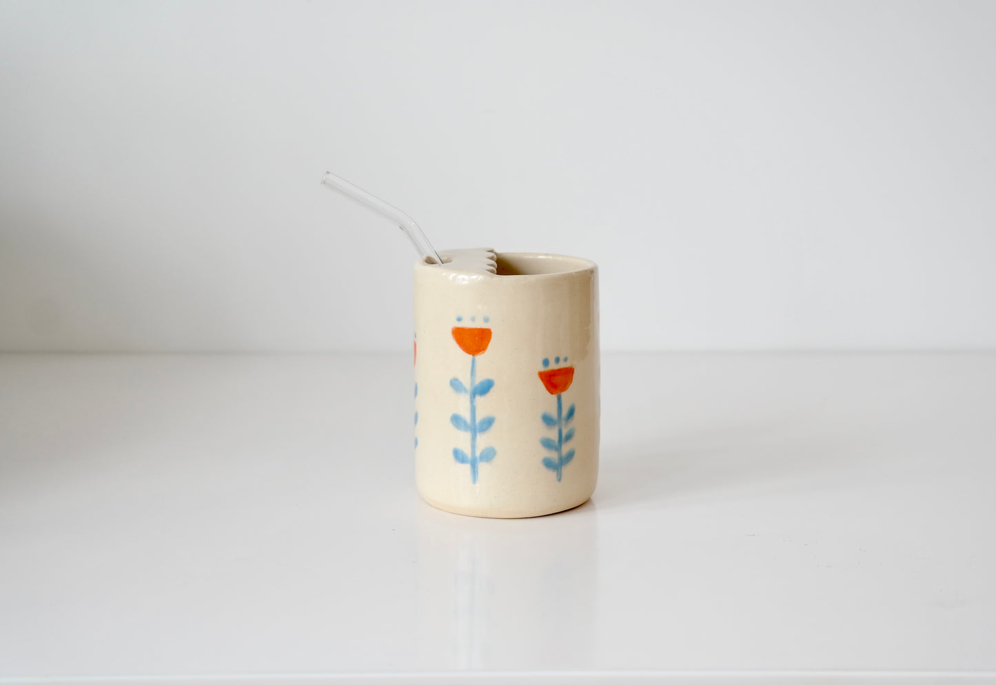 Wildflower Tumbler with Glass Straw