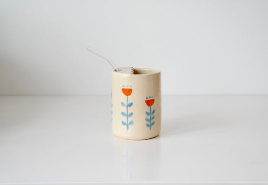 Wildflower Tumbler with Glass Straw