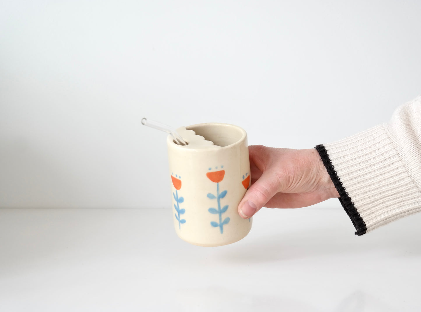 Wildflower Tumbler with Glass Straw