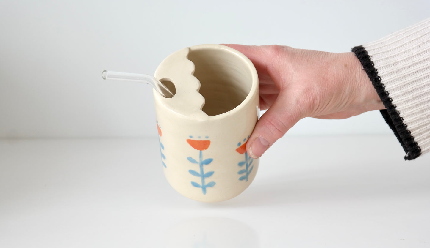 Wildflower Tumbler with Glass Straw