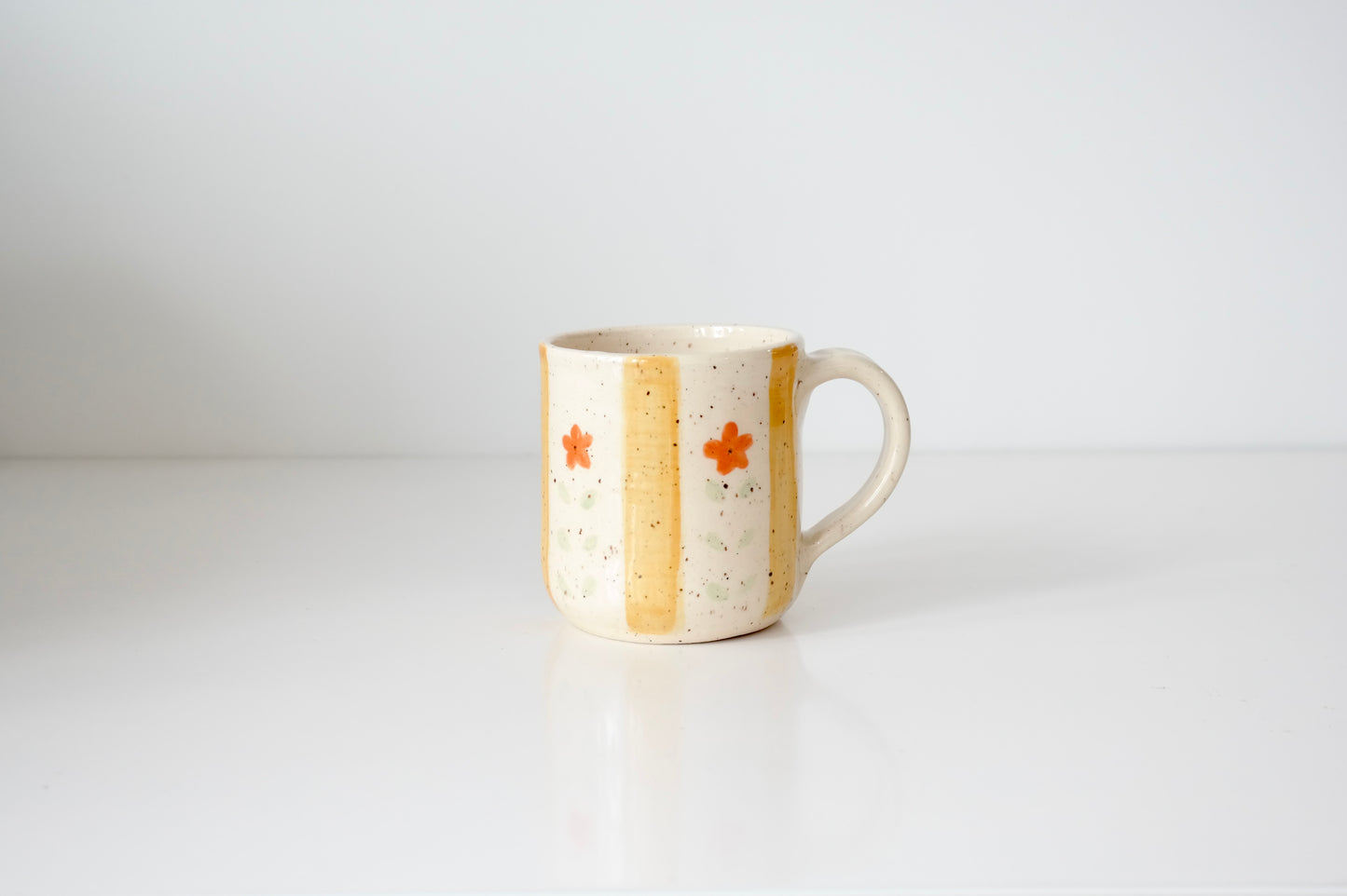 Golden Stripe Floral Mug