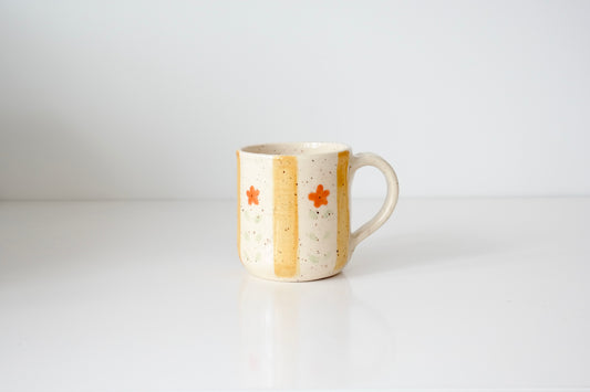 Golden Stripe Floral Mug