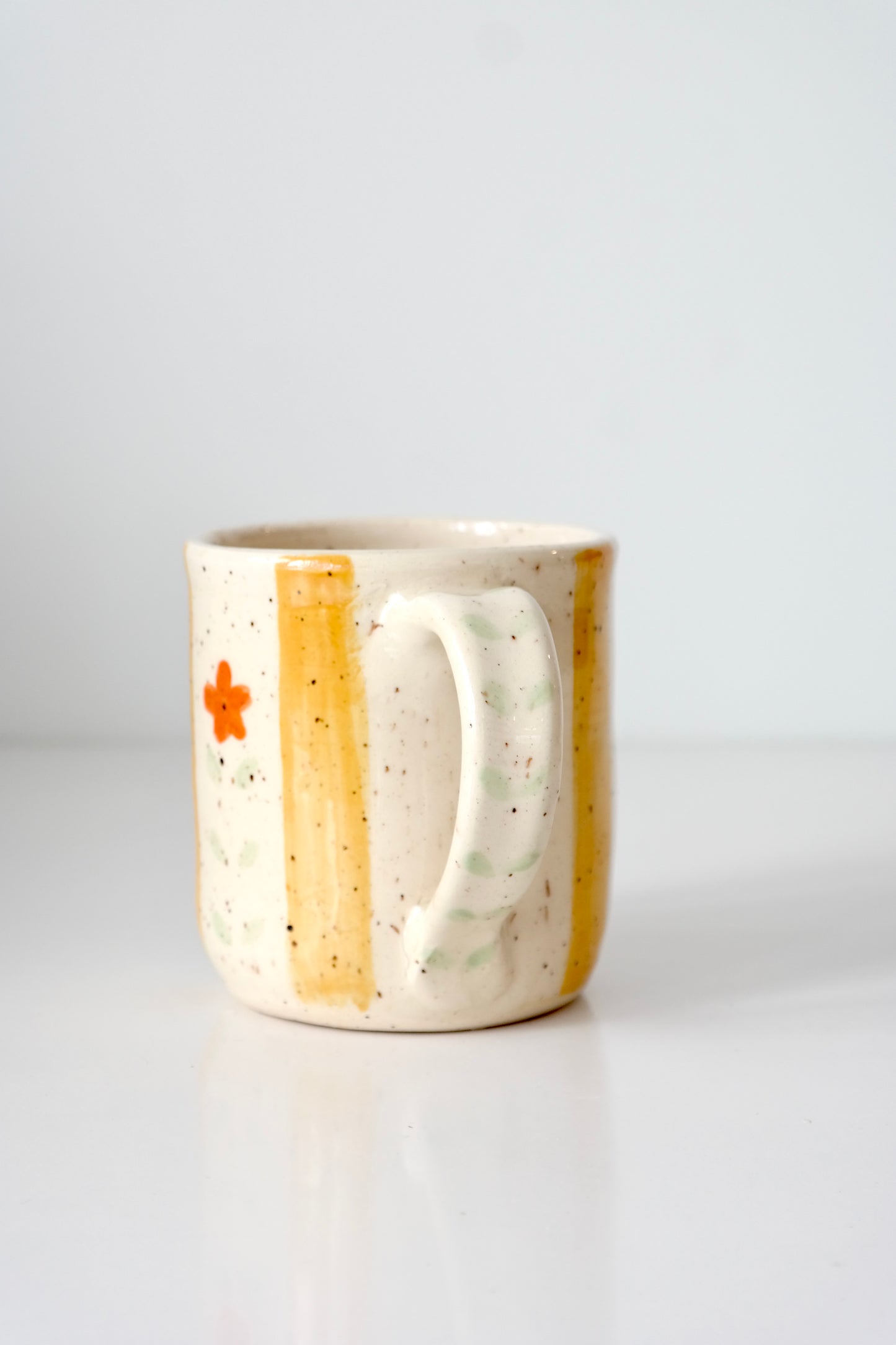 Golden Stripe Floral Mug