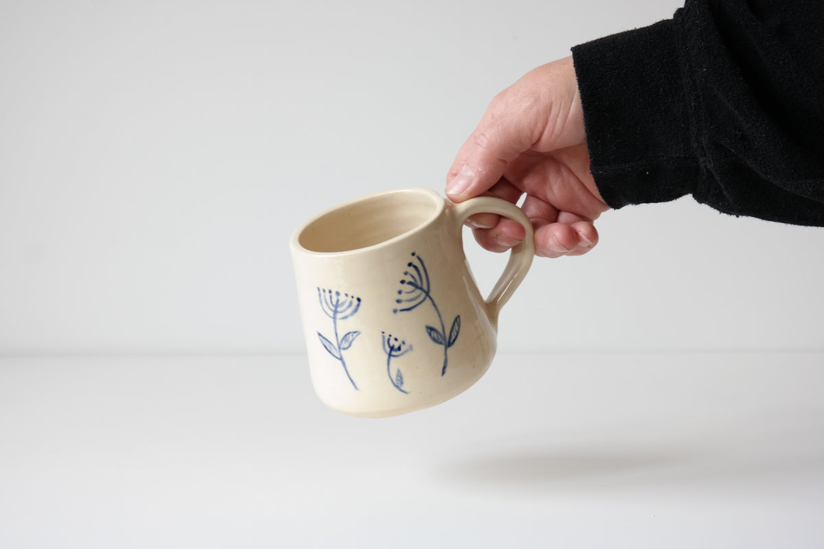 Hand-Painted Blue Wildflower Mug