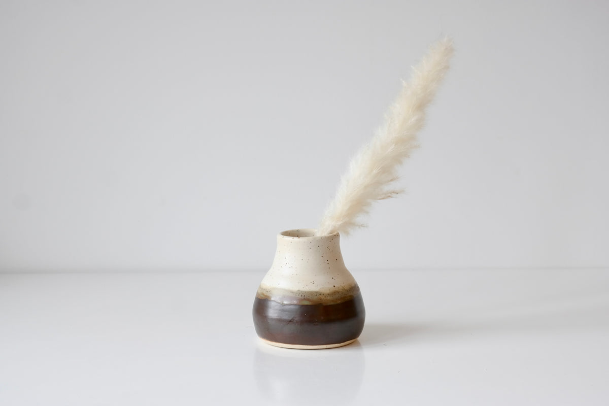 Handmade Bud Vase | Cream & Brown