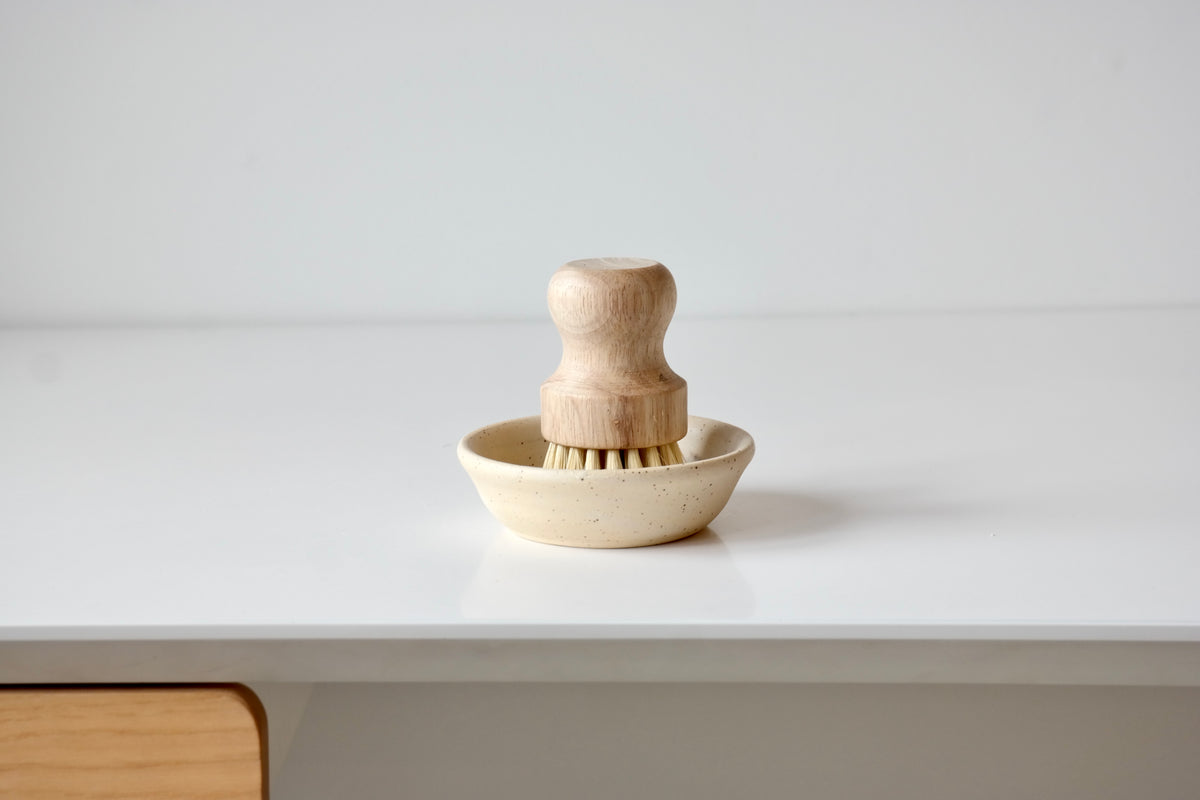Handmade Ceramic Soap Dish & Dish Brush Set