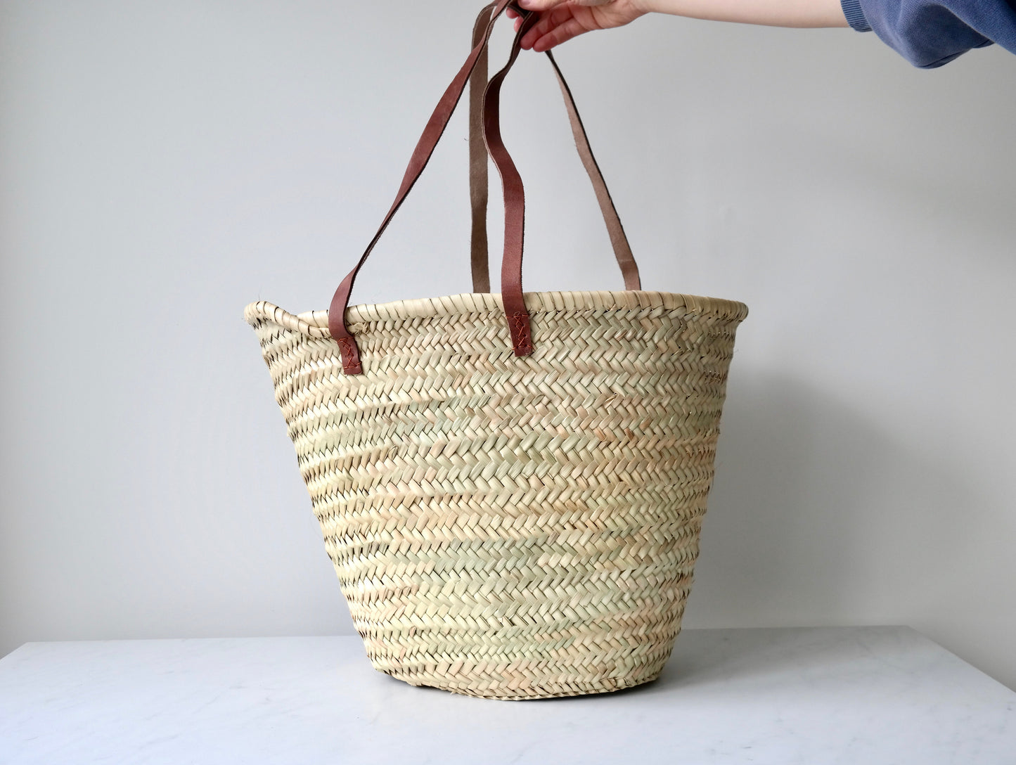 Classic Market Tote with Long Leather Handles