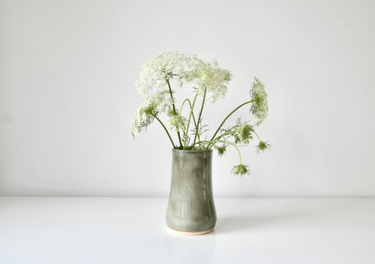 Wheel-Thrown Stoneware Vase in Sage