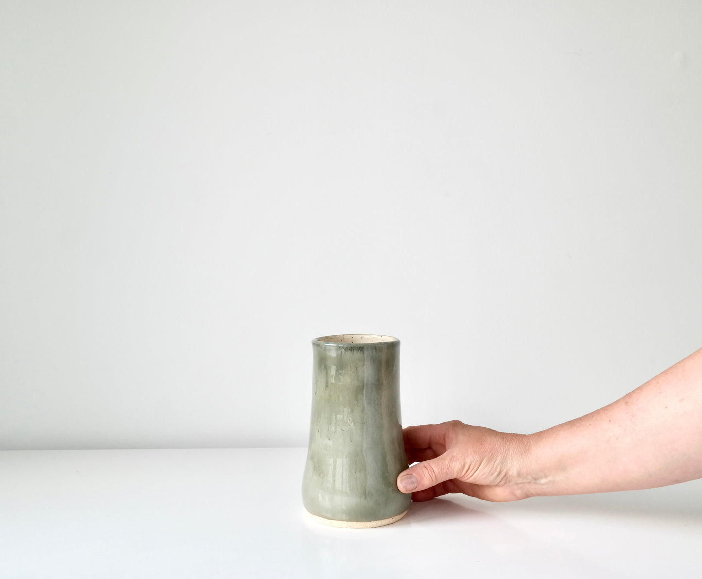 Wheel-Thrown Stoneware Vase in Sage