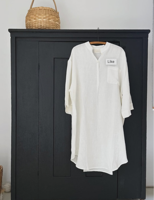 Linen Sleep Shirt - Ivory