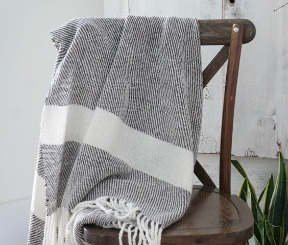 Handwoven Wool Throw – Heather Brown