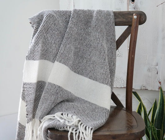 Handwoven Wool Throw – Heather Brown