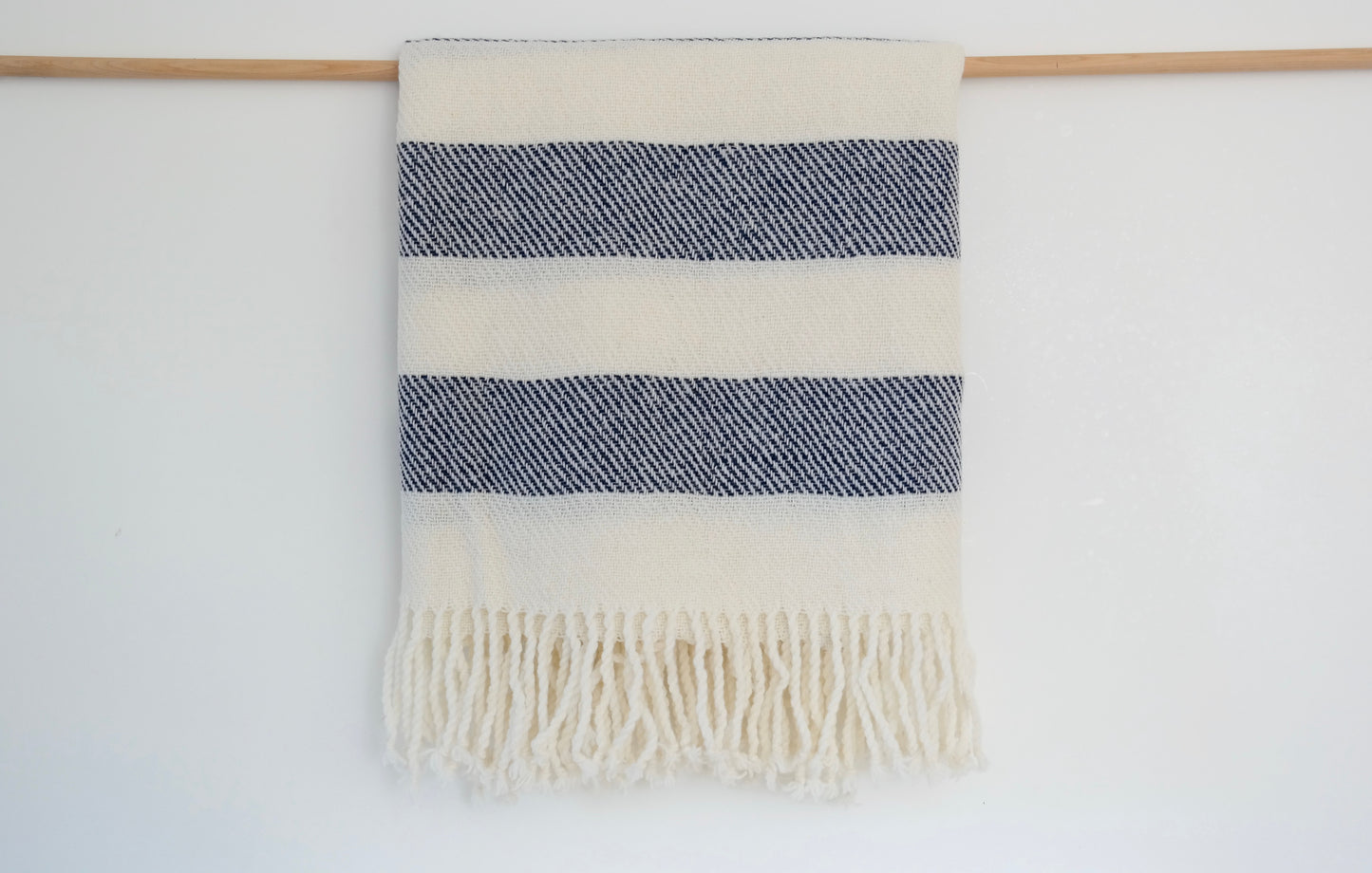 Handwoven Wool Throw - Navy Stripe